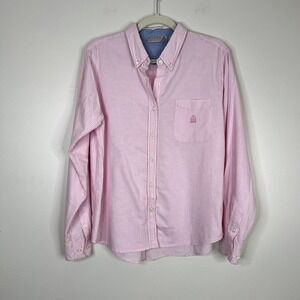 Vintage Women's Bugle Boy Pink & White Striped Button Down Preppy Academia Shirt